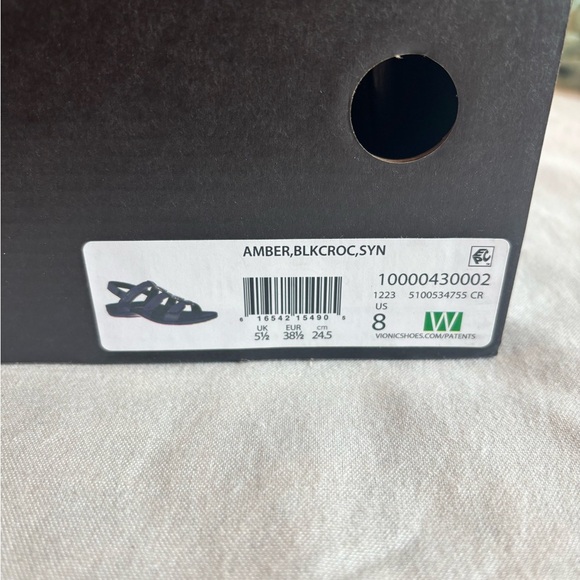 Vionic Amber Black Croc Adjustable Strap Sandals Size 8 • Black Sandals - Picture 2 of 4